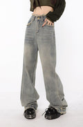 Raw Edged Baggy Washed Denim Pants - UrbanLaws