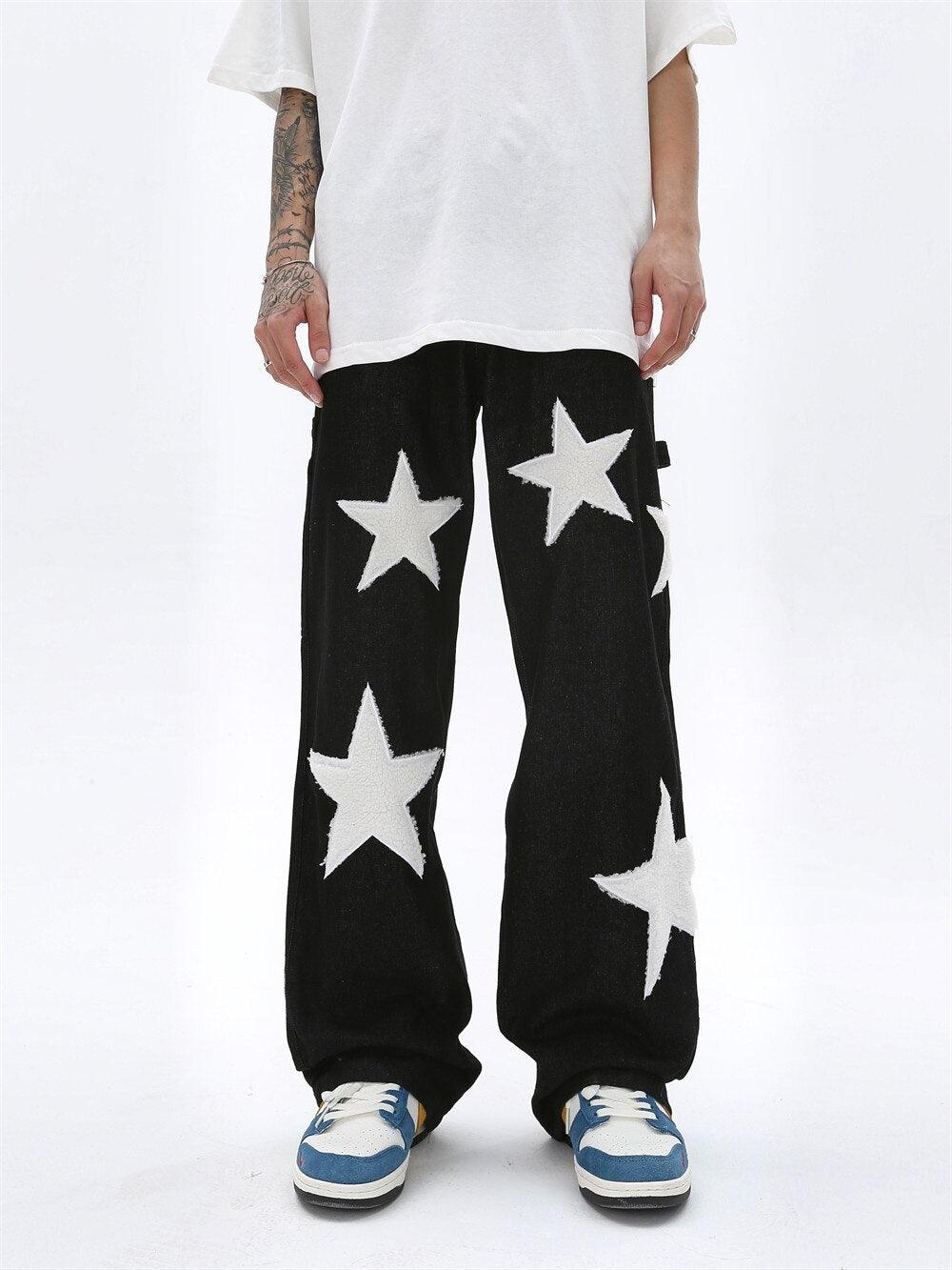 Embroidery Star Baggy Jeans - UrbanLaws