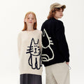 Hand Drawn Cat Knitted Sweater - UrbanLaws