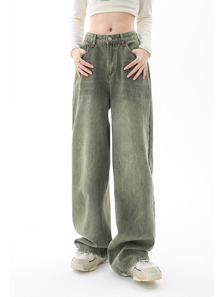 Y2K Green Baggy High Waist Pants - UrbanLaws