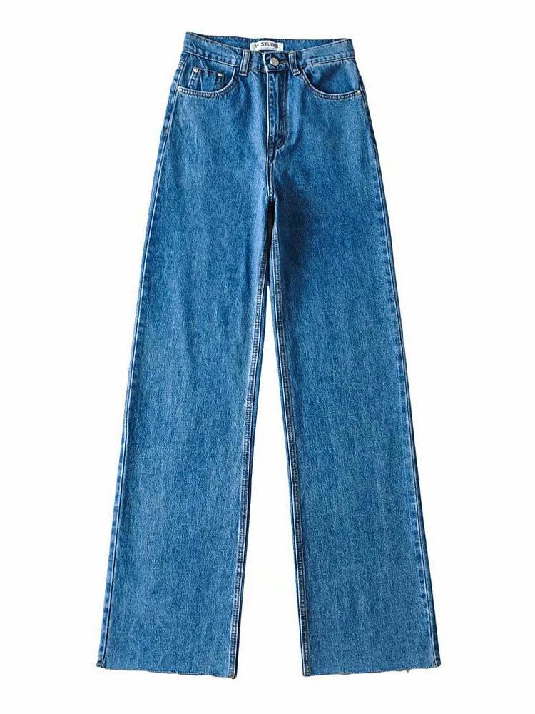 Straight High Waist Women's Denim Pants - UrbanLaws