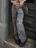 Y2K Gray Star Grunge Baggy Denim Pants - UrbanLaws