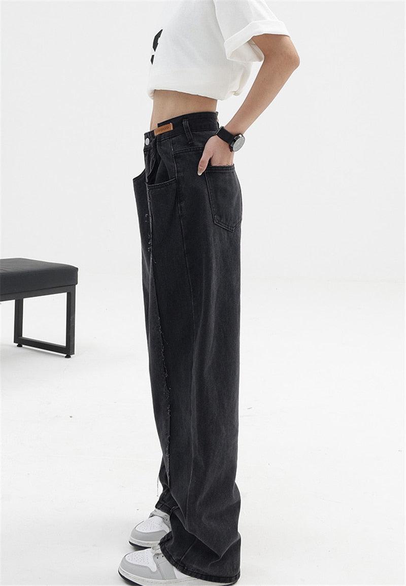 Black Baggy Women's High Waist Denim Pants - UrbanLaws