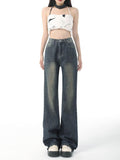 Flare High Waist Vintage Denim Pants - UrbanLaws