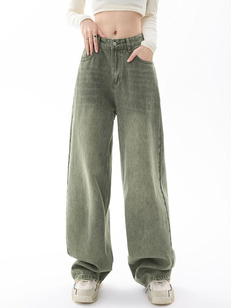 Y2K Green Baggy High Waist Pants - UrbanLaws