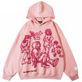 Pink Hooded Sweatshirt Harajuku - UrbanLaws