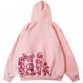 Pink Hooded Sweatshirt Harajuku - UrbanLaws