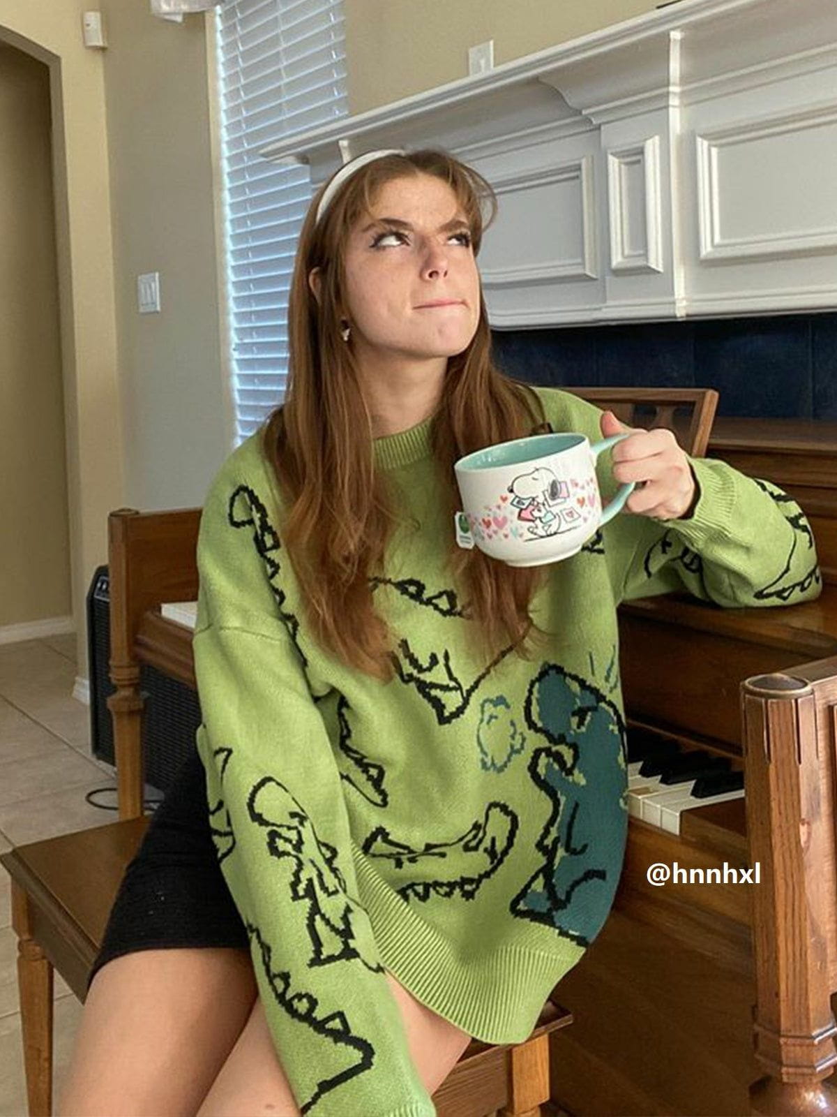 Dinosaur Cartoon Pattern Knit Sweater