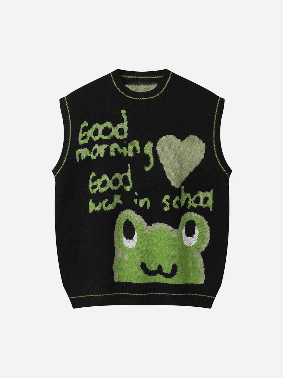 Cartoon Frog Jacquard Knit Vest