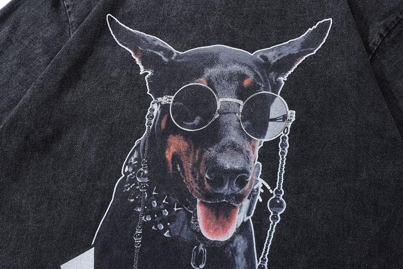 Washed Cool Doberman Oversized T-shirt - UrbanLaws