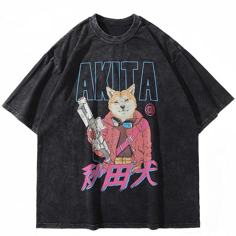 Akita T-Shirt Retro Washed Style - UrbanLaws