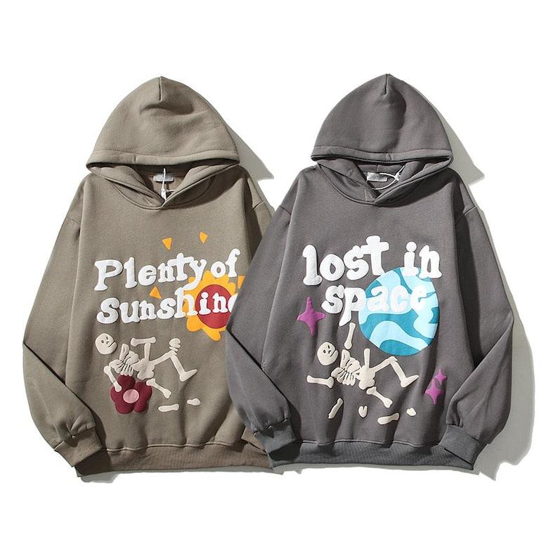 Plenty Of Sunshine Hoodie, Foam Print Streetwear Unisex Pullover Hoodie - UrbanLaws