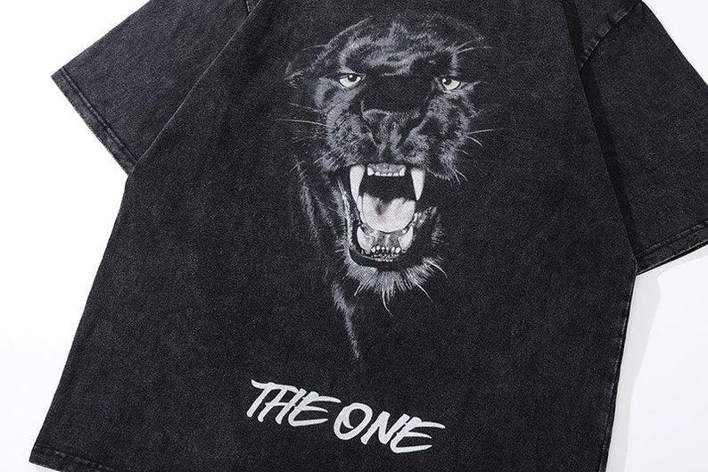 Black Panther Washed T-shirt - UrbanLaws