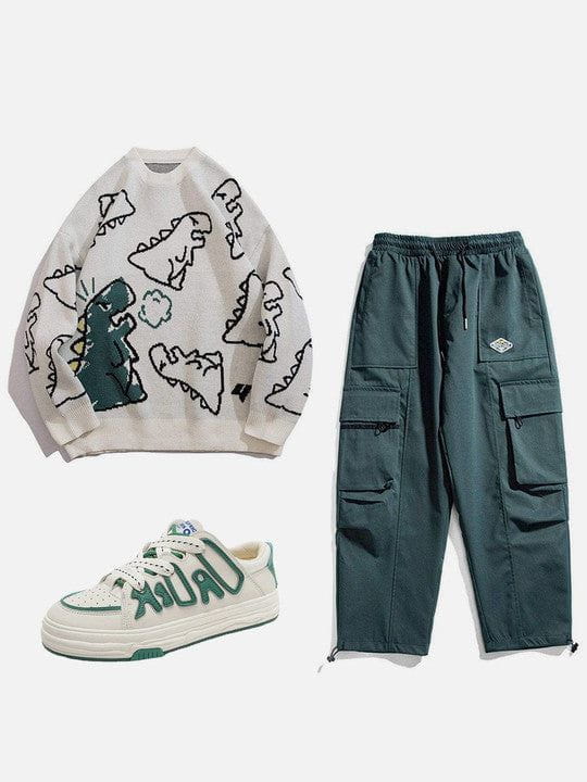 Dinosaur Cartoon Pattern Knit Sweater