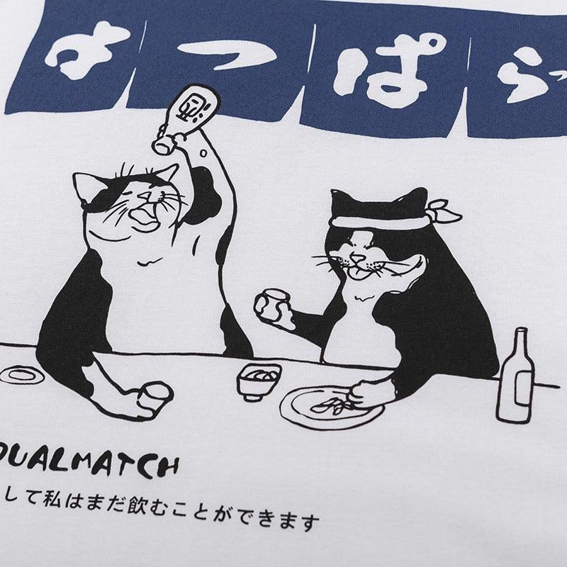 Japanese Cats Drinking T-Shirt - UrbanLaws